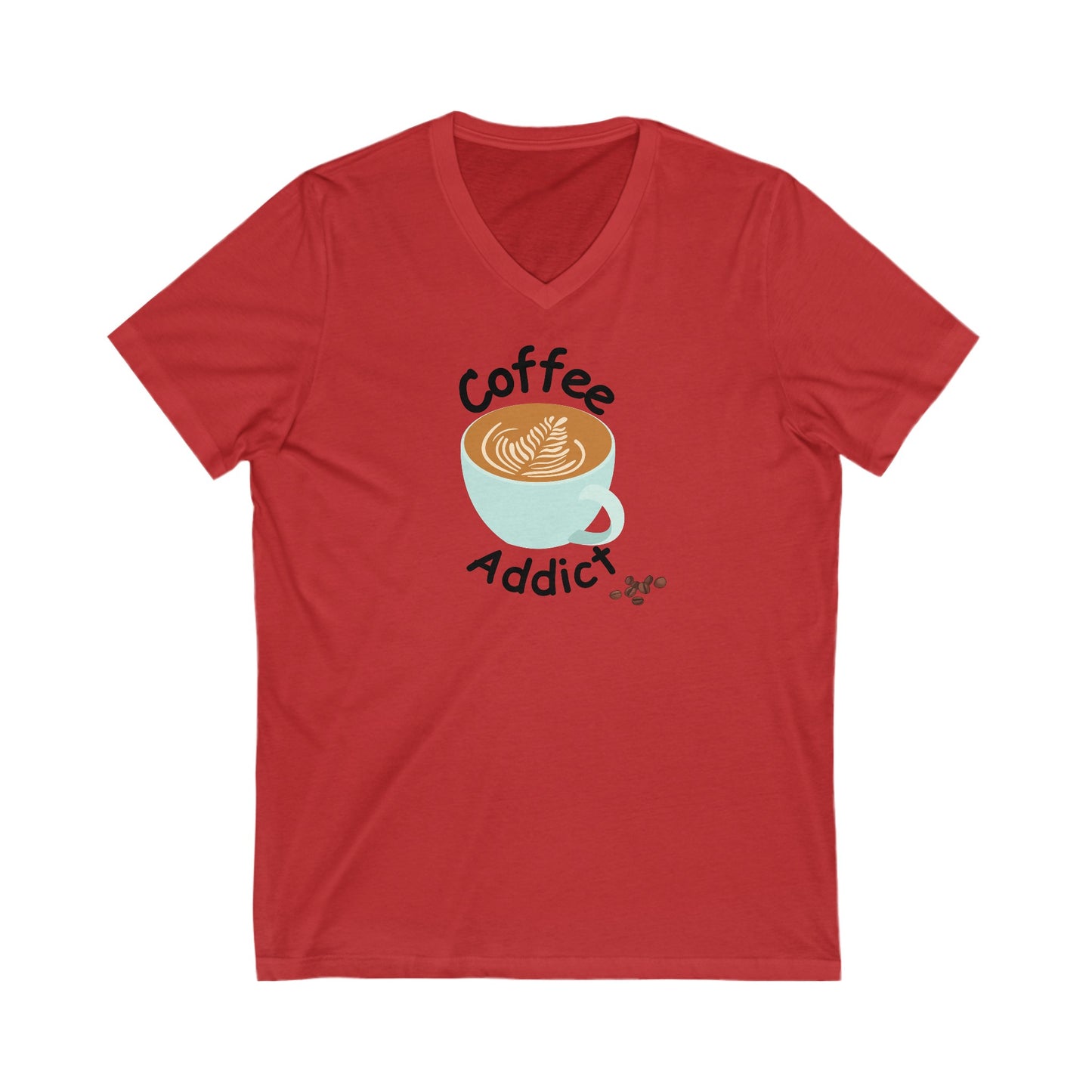 Unisex Jersey Short Sleeve V-Neck Tee “Coffee Addict”