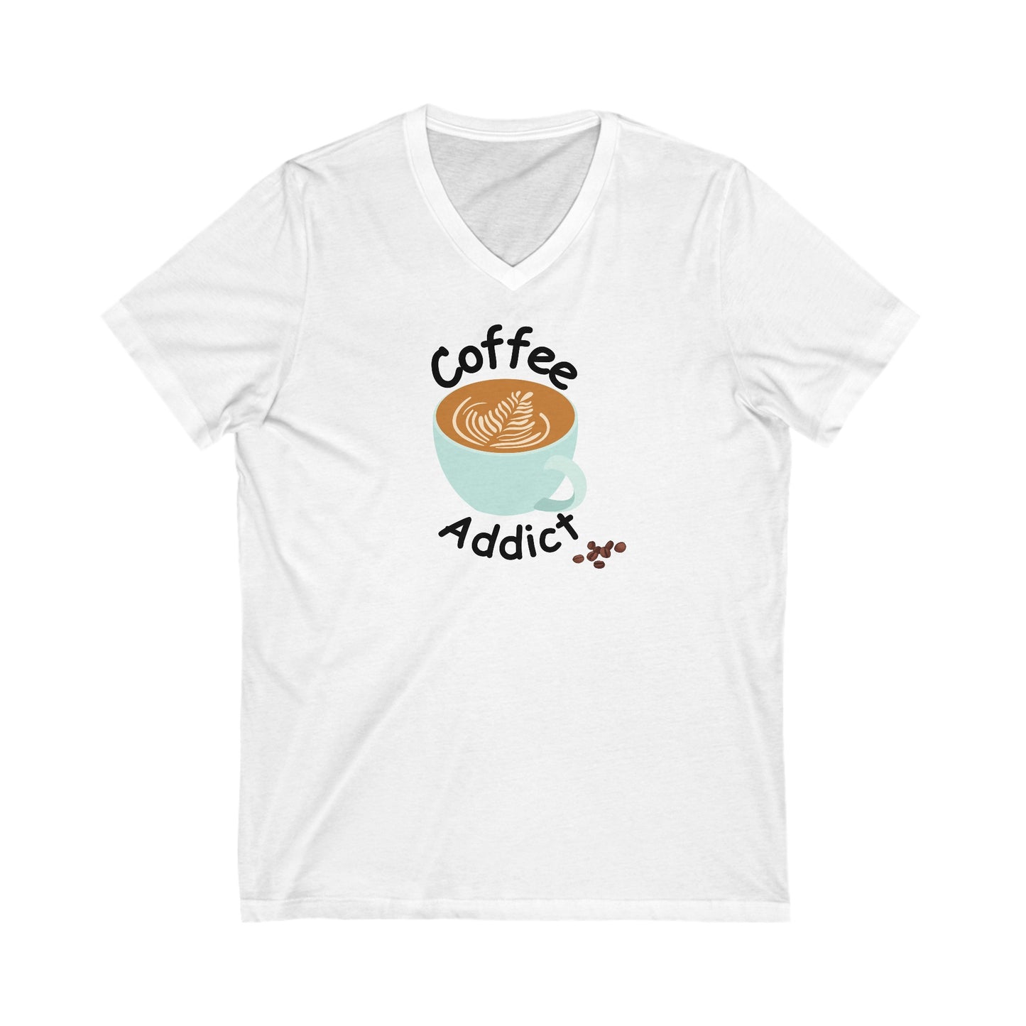 Unisex Jersey Short Sleeve V-Neck Tee “Coffee Addict”